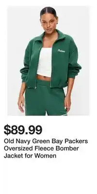 Old Navy Old Navy Green Bay Packers Oversized Fleece Bomber Jacket for Women offer