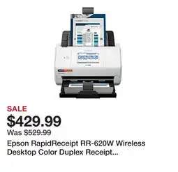 Office Depot Epson RapidReceipt RR-620W Wireless Desktop Color Duplex Receipt and Document Scanner offer
