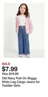 Old Navy Old Navy Pull-On Baggy Wide-Leg Cargo Jeans for Toddler Girls offer