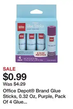 Office Depot Office Depot Brand Glue Sticks, 0.32 Oz, Purple, Pack Of 4 Glue Sticks offer