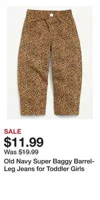 Old Navy Old Navy Super Baggy Barrel-Leg Jeans for Toddler Girls offer