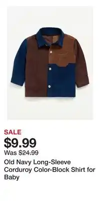 Old Navy Old Navy Long-Sleeve Corduroy Color-Block Shirt for Baby offer