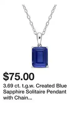 Belk 3.69 ct. t.g.w. Created Blue Sapphire Solitaire Pendant with Chain in Sterling Silver offer