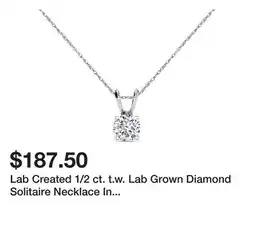 Belk Lab Created 1/2 ct. t.w. Lab Grown Diamond Solitaire Necklace In 14k Gold With 18 Inch Chain offer