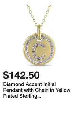 Belk Diamond Accent Initial Pendant with Chain in Yellow Plated Sterling Silver offer