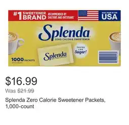 Costco Splenda Zero Calorie Sweetener Packets, 1,000-count offer