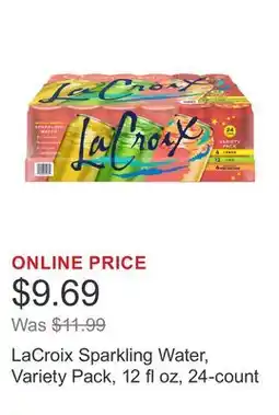 Costco LaCroix Sparkling Water, Variety Pack, 12 fl oz, 24-count offer