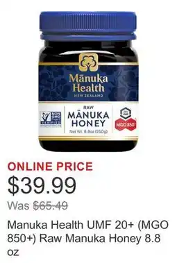 Costco Manuka Health UMF 20+ (MGO 850+) Raw Manuka Honey 8.8 oz offer