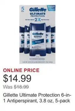 Costco Gillette Ultimate Protection 6-in-1 Antiperspirant, 3.8 oz, 5-pack offer