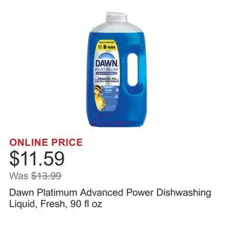 Costco Dawn Platimum Advanced Power Dishwashing Liquid, Fresh, 90 fl oz offer
