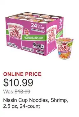 Costco Nissin Cup Noodles, Shrimp, 2.5 oz, 24-count offer