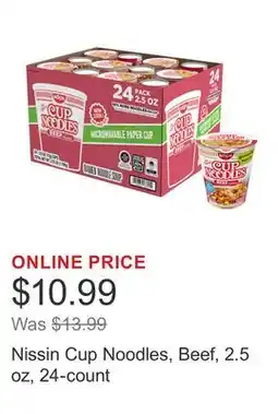 Costco Nissin Cup Noodles, Beef, 2.5 oz, 24-count offer