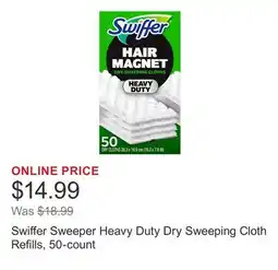 Costco Swiffer Sweeper Heavy Duty Dry Sweeping Cloth Refills, 50-count offer