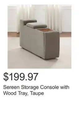 Costco Sereen Storage Console with Wood Tray, Taupe offer
