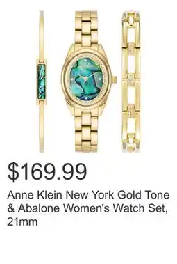 Costco Anne Klein New York Gold Tone & Abalone Women's Watch Set, 21mm offer