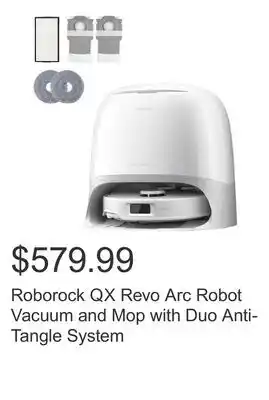 Costco Roborock QX Revo Arc Robot Vacuum and Mop with Duo Anti-Tangle System offer