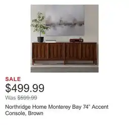 Costco Northridge Home Monterey Bay 74 Accent Console, Brown offer