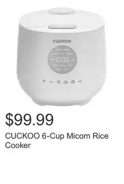 Costco CUCKOO 6-Cup Micom Rice Cooker offer