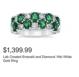 Costco Lab Created Emerald and Diamond 14kt White Gold Ring offer