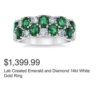 Costco Lab Created Emerald and Diamond 14kt White Gold Ring offer
