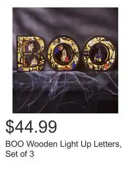Costco BOO Wooden Light Up Letters, Set of 3 offer