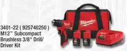 Fastenal M12 Subcompact Brushless 3/8" Drill/ Driver Kit offer