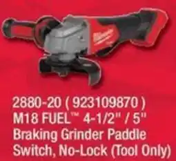 Fastenal M18 FUEL 4-1/2"/5" Braking Grinder Paddle Switch, No-Lock offer