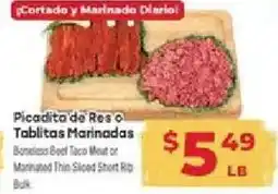 Supermercado El Rancho Bonesless Beef Taco Meat or Marinated Thin Sliced Short Rib Bulk offer