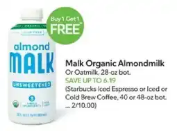 Publix Malk Organic Almondmilk Or Oatmilk offer