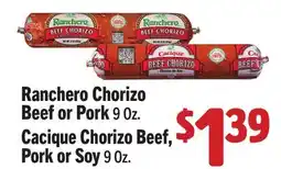 Vallarta Supermarkets Ranchero Chorizo Beef or Pork offer