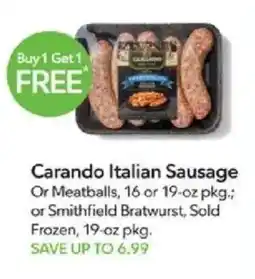 Publix Carando Italian Sausage or Meatballs offer