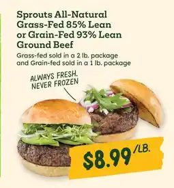 Sprouts Farmers Market Sprouts All-Natural Grass-Fed 85% Lean or Grain-Fed 93% Lean Ground Beef offer
