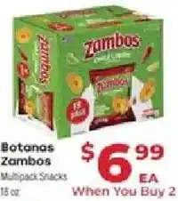 Supermercado El Rancho Botanas Zambos Multipack Snacks offer