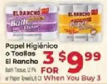 Supermercado El Rancho El Rancho bath tissue or paper towels offer