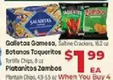 Supermercado El Rancho Galletas Gamosa, Botanas Taqueritos, Platanitos Zambos offer