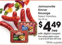 Ralphs Johnsonville Dinner Sausage offer