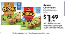 Ralphs Quaker Chewy Bars offer