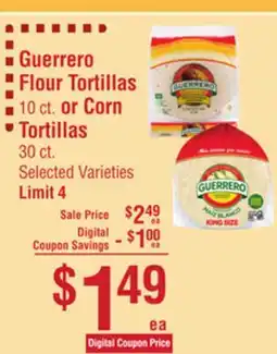 Smart & Final Guerrero Flour Tortillas 10 ct. or Corn Tortillas 30 ct offer