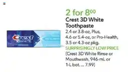 Publix Crest 3D White Toothpaste offer