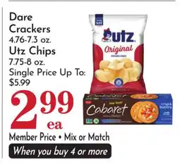 Pavilions Dare Crackers 4.76-7.3 oz. Utz Chips 7.75-8 oz offer