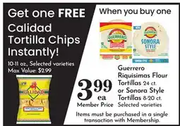 Pavilions Guerrero Riquisimas Flour Tortillas 24 ct. or Sonora Style Tortillas 8-20 ct offer