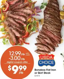 Kroger Usda choice boneless flat iron or skirt steak offer