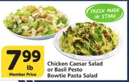 Albertsons Chicken Caesar Salad or Basil Pesto Bowtie Pasta Salad offer