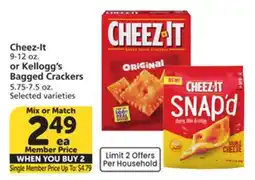 Vons Cheez-It 9-12 oz., or Kellogg's Bagged Crackers 5.75-7.5 oz offer