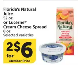 Albertsons Florida's Natural Juice 52 oz. or Lucerne Cream Cheese Spread 8 oz offer