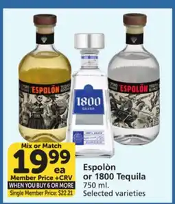 Vons Espolòn or 1800 Tequila offer