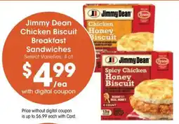 Kroger Jimmy Dean Chicken Biscuit Breakfast Sandwiches offer