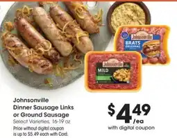 Kroger Johnsonville dinner sausage links or ground sausage offer