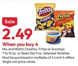 Stater Bros Cheetos, Fritos or Sunchips offer