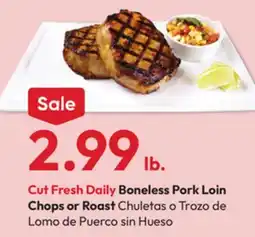 Stater Bros Cut Fresh Daily Boneless Pork Loin Chops or Roast offer